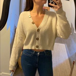 Button crop sweater